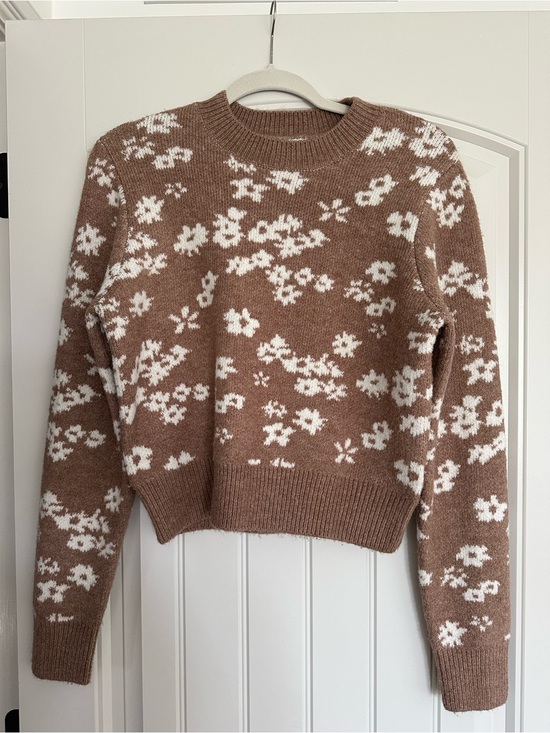 Z Supply Sweaters - Z Supply Brown Crewneck Sweater with White Floral Pattern